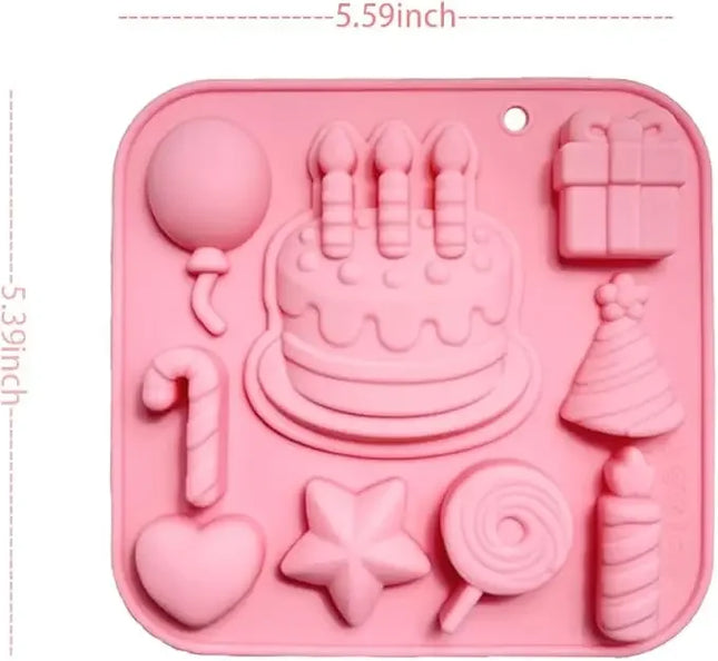 Diy Birthday Cake Silicone Mold Gift Box Balloon Birthday Themed Baking Moulds for Chocolate Cake Dessert Candy Cake Decoration
