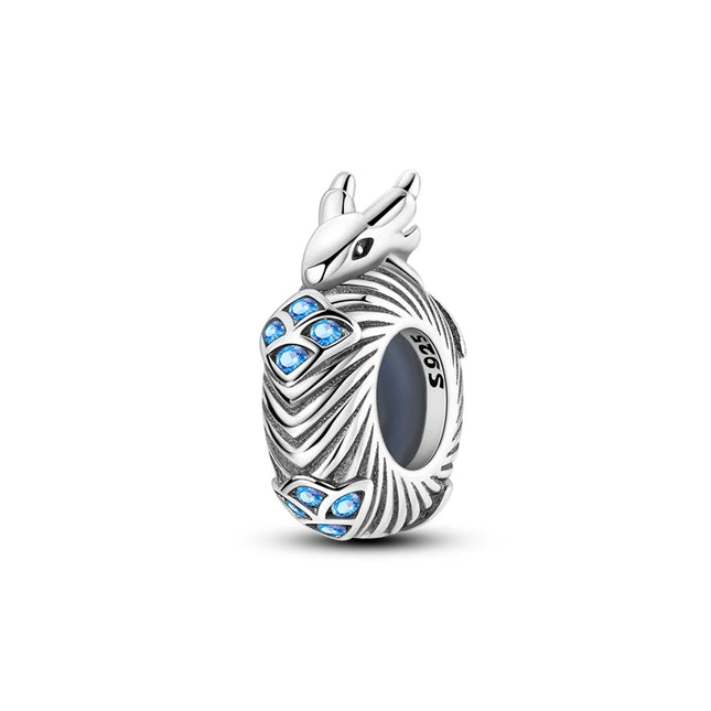 Hot Sale 925 Sterling Silver Sparkling Curled Dragon Charm Fits Bracelet Beautiful Jewelry Accessories Gifts