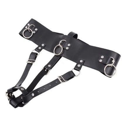 BDSM Leather AV Wand Vibrator Holder Harness Woman,Forced Orgasm Sex Suit Lingerie,Bondage Restraints,Chastity Belt,Adult Games