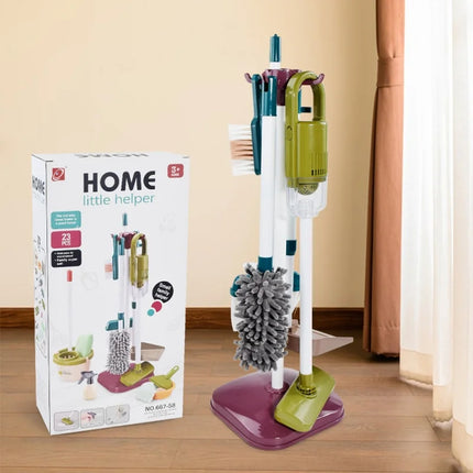 Pretend Play Cleaning Set and Sanitation Simulation Broom Vacuum Cleaner Tool Toy for Boys Girls Children's Cleaning Tool Toys