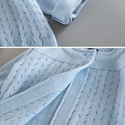 1-11yrs Cotton Girls Cardigan Outerwear Children Blue Coat White Shrug Sweater Kids Clothes For 2 3 4 5 6 10 11 Years Old 185032