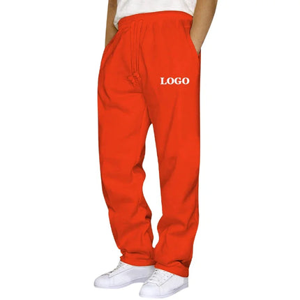 Customized Straight Leg Sweatpants Men Autumn Winter Personality Printed Thicken Jogger Pants Pocket Trousers Streetwear S - 5XL