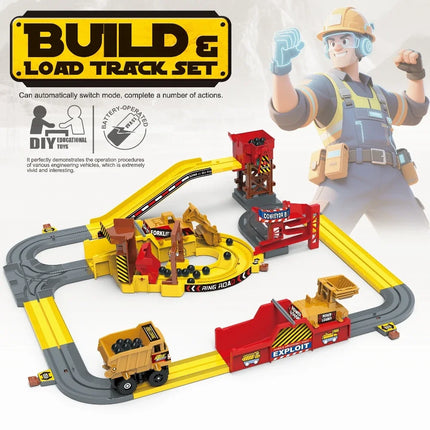 Adventure Powered Mine Cart Track Set Electric Engineering Vehicle Toy Educational Railway Gift Idea Kids Family