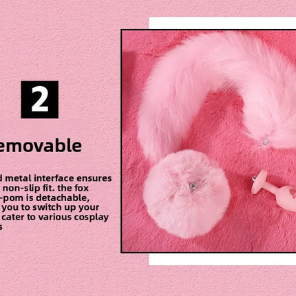 6pcs/Set SM Erotic Cosplay Cute Fox Tail Anal Plug Bow-Knot Cat Ears Headbands Collar Couples Accessories Sex Toys For Female