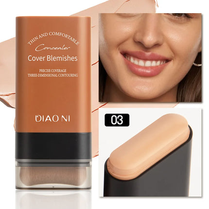 Long-Lasting Foundation Stick with Brush Concealer Brightening Skin Tone Makeup Replacement Beauty Blender for a Natural Look