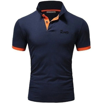 Summer new fashionable men's contrasting polo shirt, breathable short-sleeved casual men's lapel top