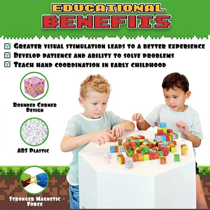 Kids DIY Magnetic Blocks-Build Mine Magnet World Set for Boys and Girls Sensory Toys for Toddlers Gifts Construction Toys Game