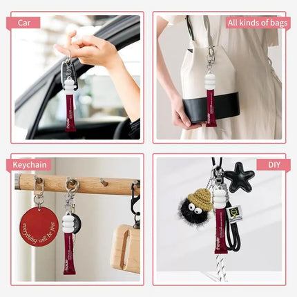 Practical Donut Silicone Keychain Cap Accessories Portable Durable Holder Keyring Compatible For Lipgloss Storage And Balm Cap