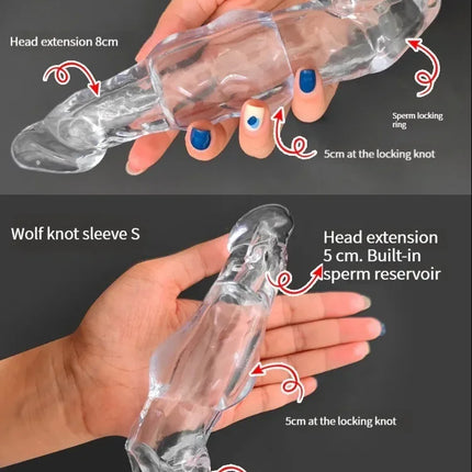 Penis Extension Sleeve Extender 5-8cm Reusable Condoms Soft Delay Ejaculation Penis Extender Dick Sleeve Adult Sex Toys for Men