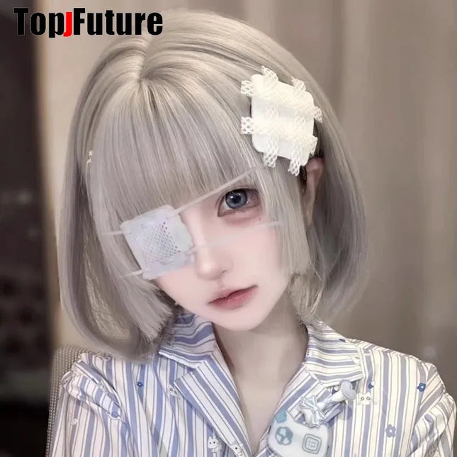 Y2K Girl Harajuku Gothic Lolita Sick Subculture Medical Series White bandage mesh medical band aid  Hair Clip hairgrips Hairpin