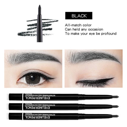 3Pcs Waterproof & Sweat-Proof Black Eyeliner Pencil - Long-LastingSmudge-Proof for Bold Eye Makeup, Easy Glide Formula for Perfe