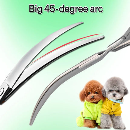 Dog grooming hair clippers, 7.5 ", super large 45 ° curved scissors,Pet Bend Scissor, fine dog hair trimming tool Shears