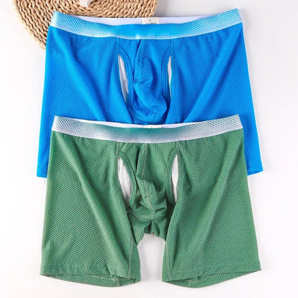 1pcs/2pcs/3pcs Long Leg Boxer Shorts for Men in Breathable Mesh Fabric Sport Underwear