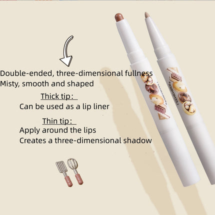 LEEMEMBER Lip Liner Bear Bakery Collection Lipstick Pencil Natural Coverage And Change Lip Color Double-Ended Lip Makeup