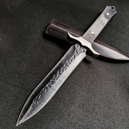 High Hardness Damascus Blade Ebony Handle  Camping EDC Fruits Jungle Knife Outdoor Survival Field Portable Tools Collection Gift