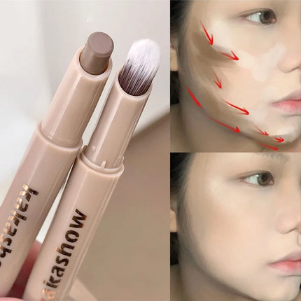 Highlighting & Bronzer Stick: Long Lasting Corrector with Brush, Brightening Concealer Pen, Nose Shadow, and Contouring Cosmetic