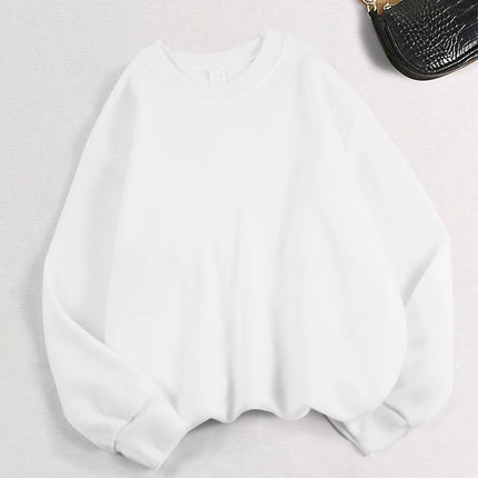 2026 Winter Womens Solid Hoodies Basic Warm Fleece Sweatshirt Soft Breathable O-Neck Pullover Casual Oversize Female Clothes