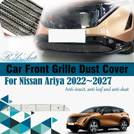 Car Grille Mesh For Nissan Ariya FE0 2022~2027 Anti-dust Front Bumper Protection Grille Dust Cover Tank Net Pad Auto Accessories