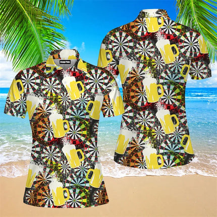 Beer Lover Funny Golf Polo Shirt Men's Clothing Short Sleeve Shirts 3D Full Print Neon Wine Pattern Hawaii Casual Fashion Top