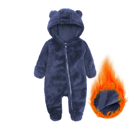 2026 Winter Thicken Fleece Newborn Baby Romper Soild Cotton Hoodies Infant Girl Onesie Toddler Boy Jumpsuits Warm Casual Outfits
