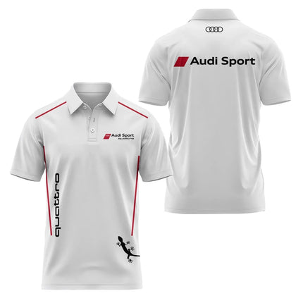 2026 3D Printed Audi Short-Sleeved Polo Shirt High-Quality Casual Sports Fashion T-Shirt Collar Fast Shipping