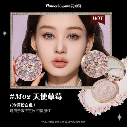 Flower Knows Little Angel Series Cosmetics 4 Color Relief Highlights Matte Shimmer Sense Delicate Contour Palette Makeup