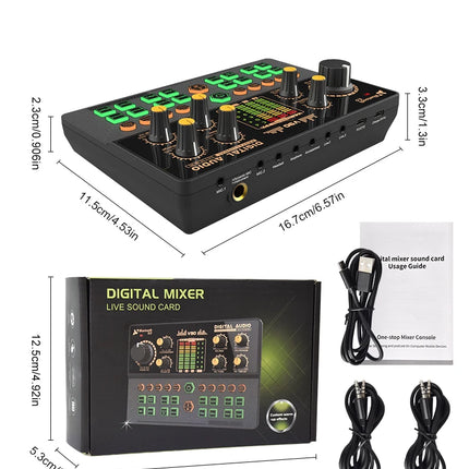 Gaming Audio Mixer,Streaming Mixer with Audio Interface BT Sound Board Voice Changer Sound Card,for PC Phone Live Streaming