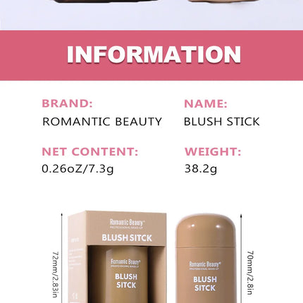 2-in-1 Cream Blush Stick - Waterproof Matte & Skin-Fusing, Long-Lasting Natural Red, Highly Pigmented & Easy Blend