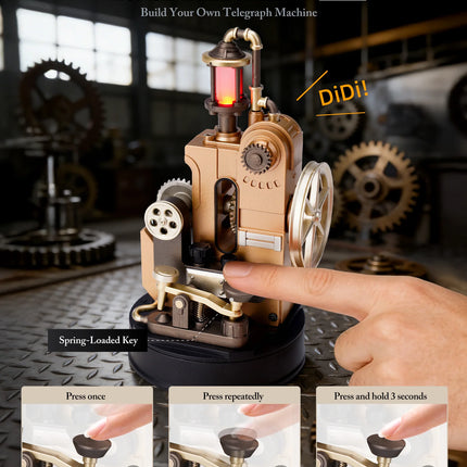 ROKR CGM02 Morse Telegraph Machine 3D Metal Puzzle – Steampunk Mechanical Model Kit for Adults DIY Assembly Set