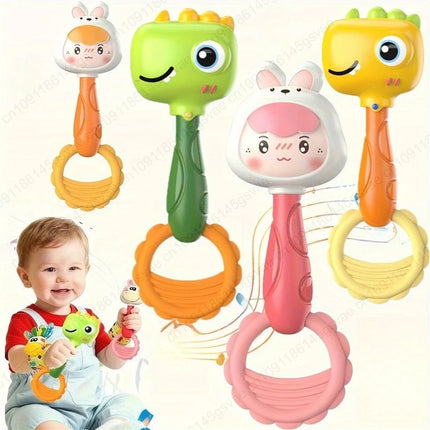 2PCS Baby Rattle Toy with Animal Shapes - Toy for Infants & Toddlers- Hand-Eye Coordination, Safe Non-Toxic Material