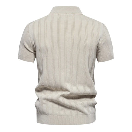 New European size knitted POLO shirts for men, knitted short-sleeved lapel breathable T-shirts.