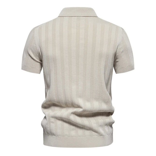 New European size knitted POLO shirts for men, knitted short-sleeved lapel breathable T-shirts.