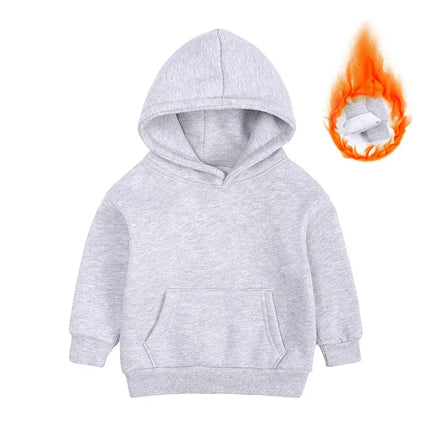 2026 Custom Winter Kids Boys Girls Clothes Children Hoodies Soild Cotton Thicken Fleece Sweatshirts Toddler Sport Pullover Top