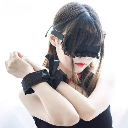 Sexy Lace Eye Mask Blindfold Handcuff Suit Couple Exotic Accessories Restraint Adult Games Flirting Outfits Accessories Sex Toy