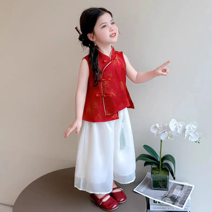 Summer Girl's Suit Cosplay Performance Costumes Ethnic Style Chinese Sets Children's Clothing Kids' Clothes Hanfu Fashion Casual