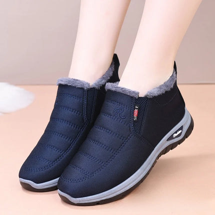 Winter New Fleece Lined Anti-slip Soft Bottom Women's Short Boots Thick Warm Cotton Shoes round Toe Casual Style Comfortable