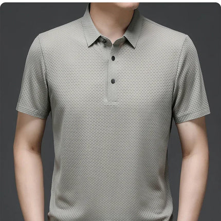 Brand Clothes Summer New Men's Short Sleeve T-shirt Ice Silk Cool and Breathable POLO Shirt Business Casual Sweat-absorbing Top