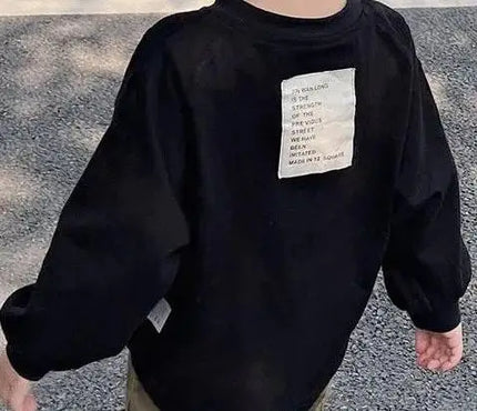 Autumn Winter Boy Girl Children's Solid Long-Sleeved Bottoming Shirt Kid Loose T-shirt Retro Baby Cotton Tops Toddler Casual Tees