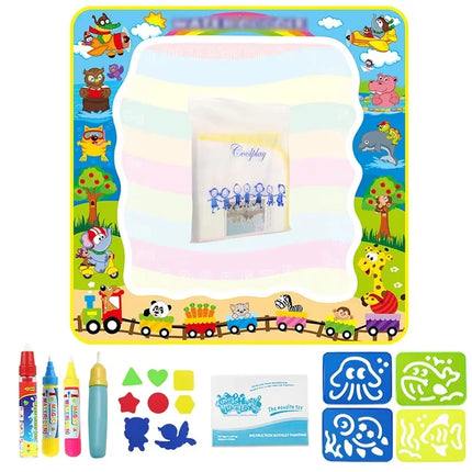 100x80CM Magic Water Drawing Mat Coloring Doodle With Reusable Magic Pens Montessori Painting Board Educational Toys Kids Gifts