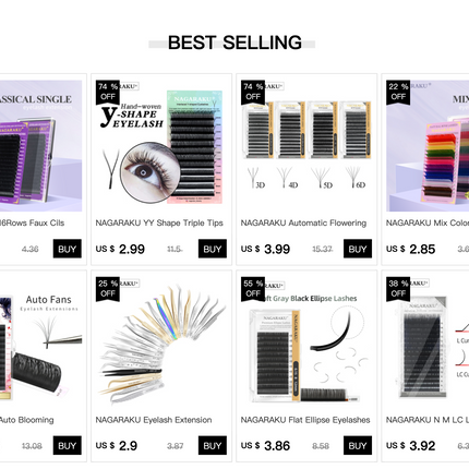 NAGARAKU 2pcs set for eyelash extension professional tweezers N-01 and N-02 for divide volume eyelash