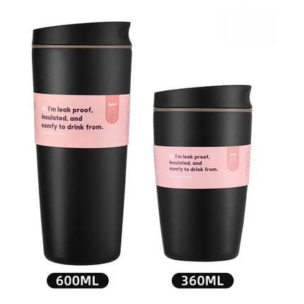 Simple Stainless Steel Vacuum Flasks Mug Insulated Coffee Cup Leakproof Lid Travel Silent Base Thermos Cups Thermal Water Bottle