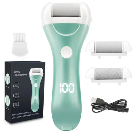 Electric Pedicure Foot File USB Rechargeable Power Display 3pcs Grinding Exfoliator Replacement Heads For Heel Callus Remover