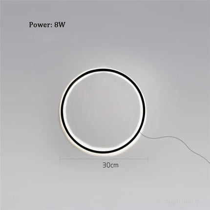 Designer Modern Black Gold Circle LED Wall Lamp for Bedroom Background Living Room Corridor Decor Light with Plug Nordic Sconce