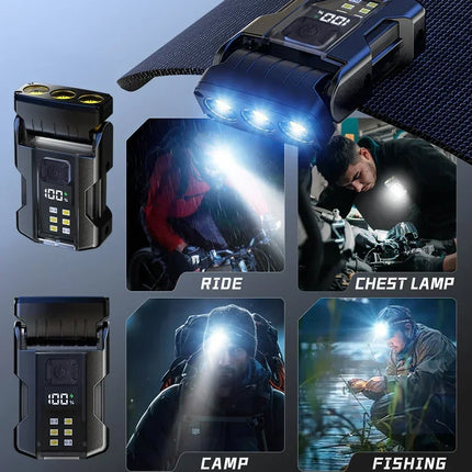 Multifunctional Mini Charging Flashlight Led Bright EDC Torch Magnetic Cap Clip Lamp Flash Light Outdoor Camping Fishing Tools