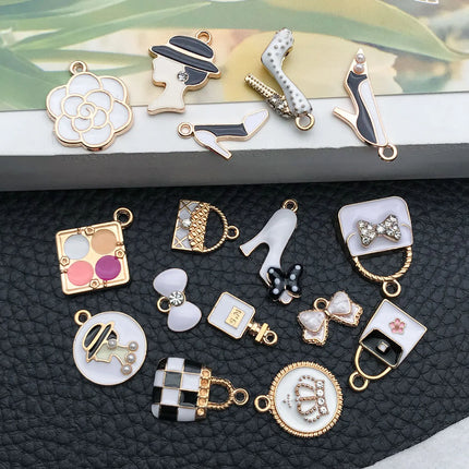 10/16-piece Drop Oil Little Chic Lady Set, suitable for DIY handmade necklace, bracelet, and earring accessory materials.