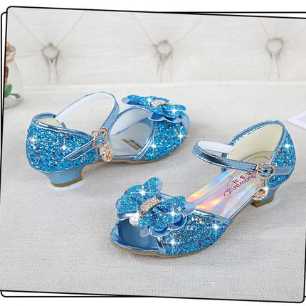 10 Colors Children Princess Sandals Kids Girls Wedding Shoes High Heels Dress Shoes Bowtie Gold Pink Blue Silver Shoes For Girls