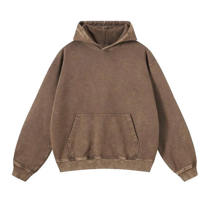 Retro Men Heavyweight 350gsm Hoodies Sweatshirts Streetwear Unisex Loose Wash Cotton Thin Hooded Sweaters Coat Hip Hop Outwears