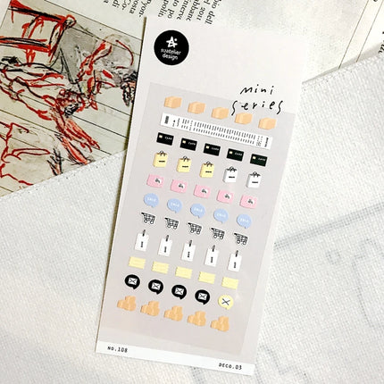 Suatelier Mini Stickers Korean Cartoon Dinosaur Animal Scrapbooking DIY Nail Sticker Junk Journal Diary Decor Craft Supplies