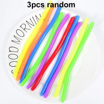 1-6PCS Funny Unicorn Pull Worm Noodle Fidget Toys Stretch String TPR Rope Anti Stress Toys String Stress Relief Autism Vent Toy
