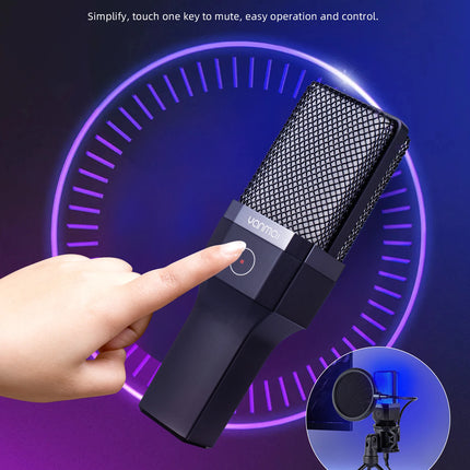 Gaming Computer Professional Condenser Microphone Mic PC Laptop USB Wired Live Streaming Podcast Studio Mike Kit Gamer Karaoke